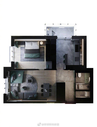#客厅家具攻略# 水鸭绿精致单身公寓，简直就是小户型的逆袭