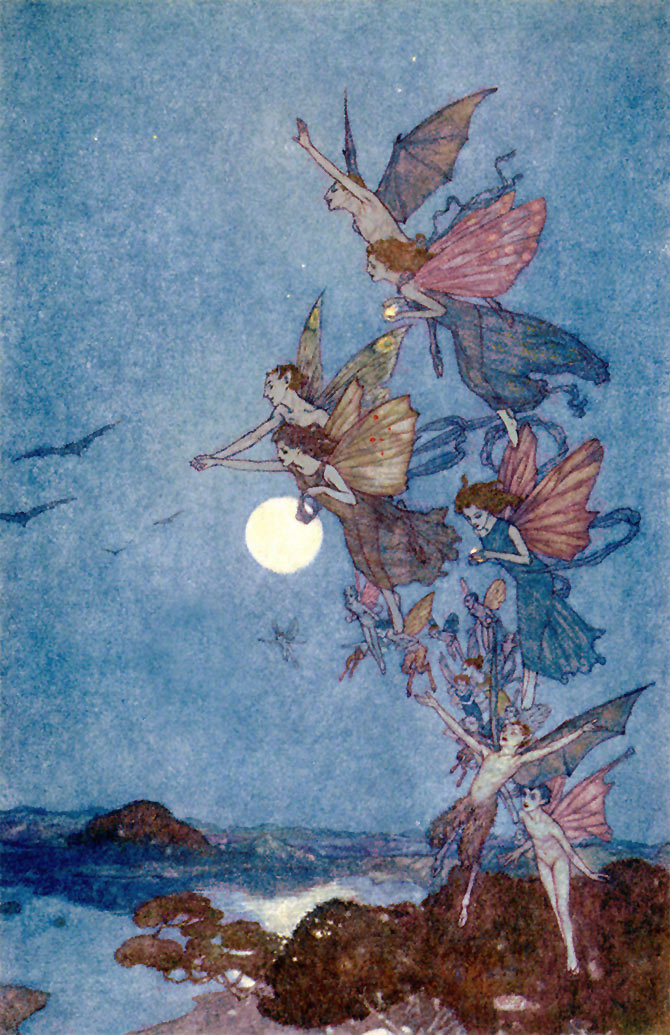 “凡是过往，皆为序章。” ——《暴风雨》莎士比亚埃德蒙·杜拉克（Edmund Dulac）为莎士比亚著作《暴风雨》绘制的插画。《暴风雨》公认为莎士比亚生前最后一部完整的戏剧杰作。全剧充满了静谧氛围与玄妙幻想，如一部瑰丽的史诗。