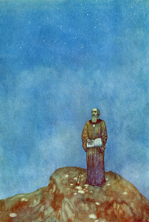 “凡是过往，皆为序章。” ——《暴风雨》莎士比亚埃德蒙·杜拉克（Edmund Dulac）为莎士比亚著作《暴风雨》绘制的插画。《暴风雨》公认为莎士比亚生前最后一部完整的戏剧杰作。全剧充满了静谧氛围与玄妙幻想，如一部瑰丽的史诗。