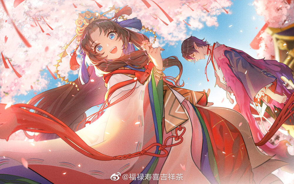 阴阳师
鬼童丸&缘结神，
鬼神cp，童缘
画师微博:福禄寿喜吉祥茶