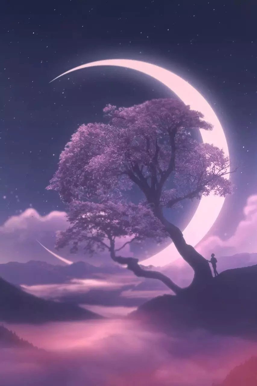 星空，唯美，温馨，月亮