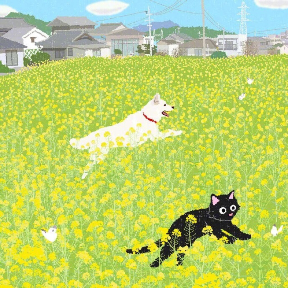 日本插画师（Toshinori Moro）猫咪的旅行四季@动漫大巴