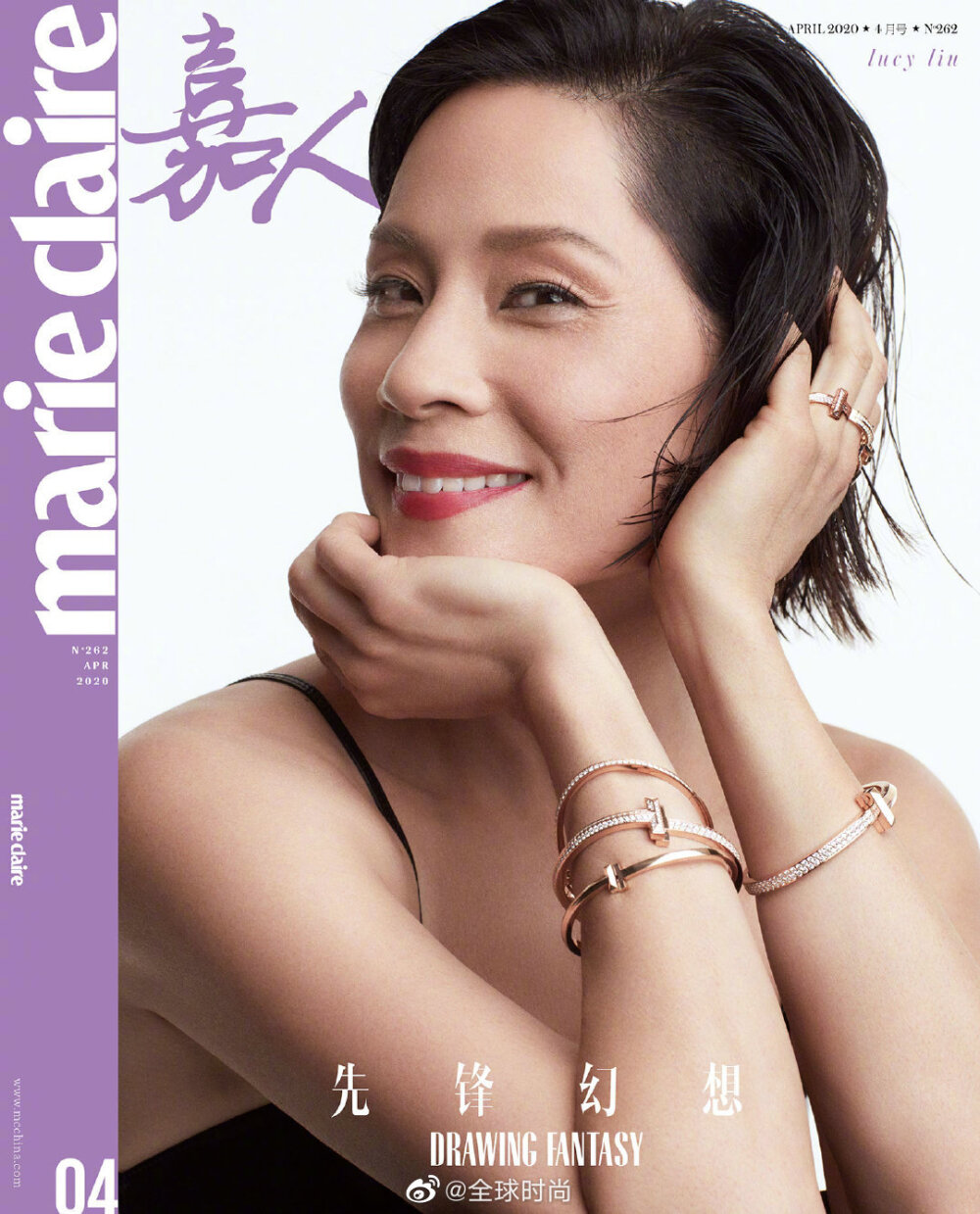 #刘玉玲男装造型#刘玉玲登《嘉人Marie claire》四月刊封面，用大卫·鲍伊、麦当娜等多位不同人物造型致敬经典，彰显了一个时代的时尚印记。 #刘玉玲cos麦当娜#