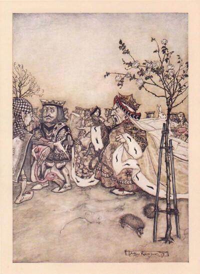 .
童话插画绘本，《爱丽丝梦游仙境》
英国插画家 Arthur Rackham
.