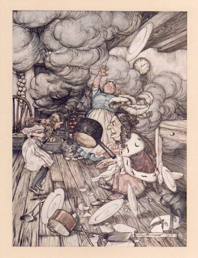 .
童话插画绘本，《爱丽丝梦游仙境》
英国插画家 Arthur Rackham
.