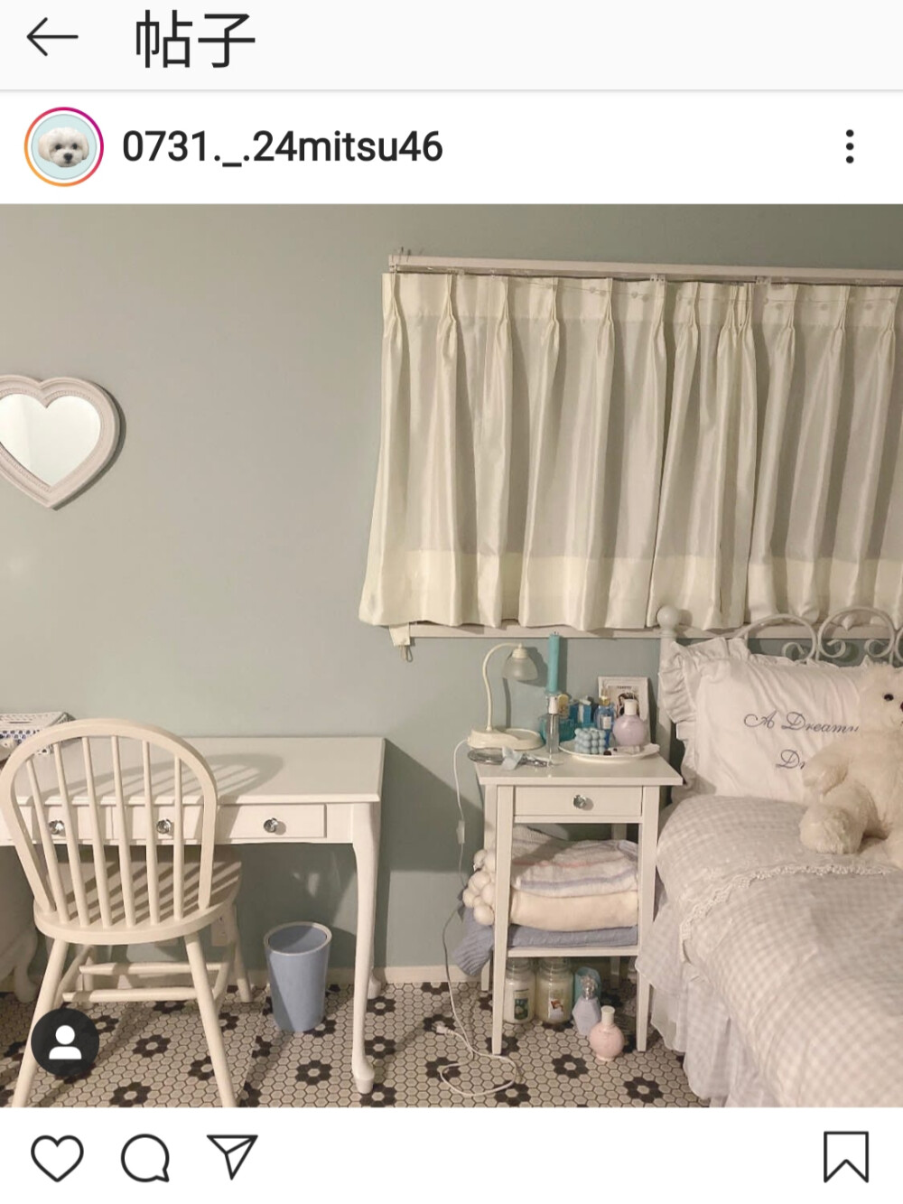 蓝色系 清新 少女 ins风 卧室 房间 女生 图源instagram 礼貌拿图 不