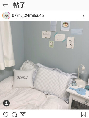 蓝色系 清新 少女 ins风 卧室 房间 女生 图源Instagram 礼貌拿图 不要擅自把名字截掉 对原创不礼貌 谢谢