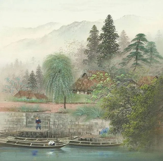 水彩画：日本艺术家小岛光径( Koukei Kojima )山水画作品