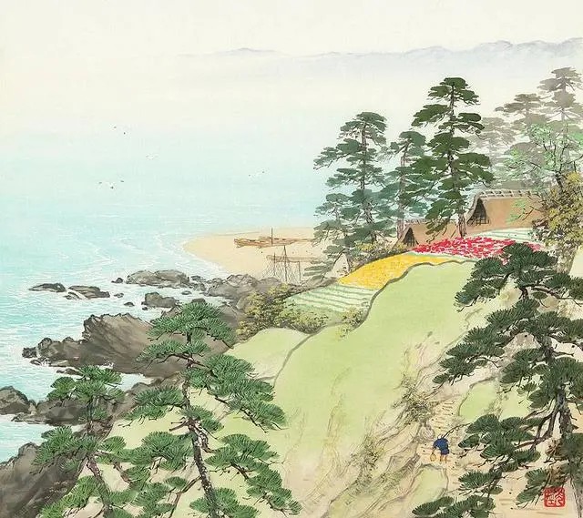 水彩画：日本艺术家小岛光径( Koukei Kojima )山水画作品