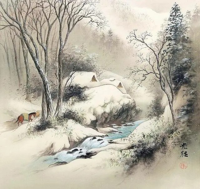 水彩画：日本艺术家小岛光径( Koukei Kojima )山水画作品