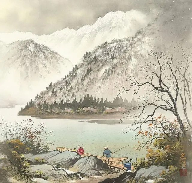 水彩画：日本艺术家小岛光径( Koukei Kojima )山水画作品