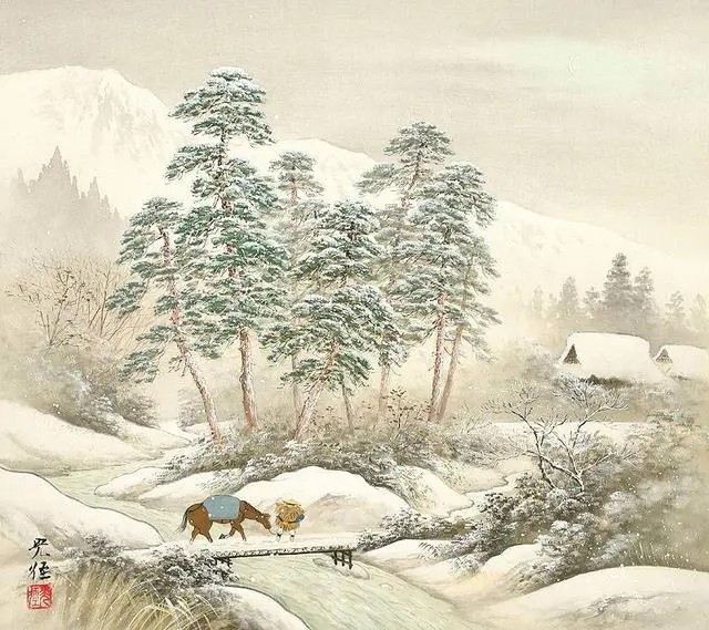 水彩画：日本艺术家小岛光径( Koukei Kojima )山水画作品