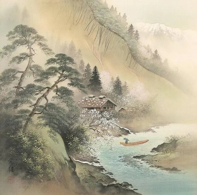 水彩画：日本艺术家小岛光径( Koukei Kojima )山水画作品