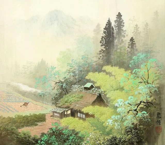 水彩画：日本艺术家小岛光径( Koukei Kojima )山水画作品