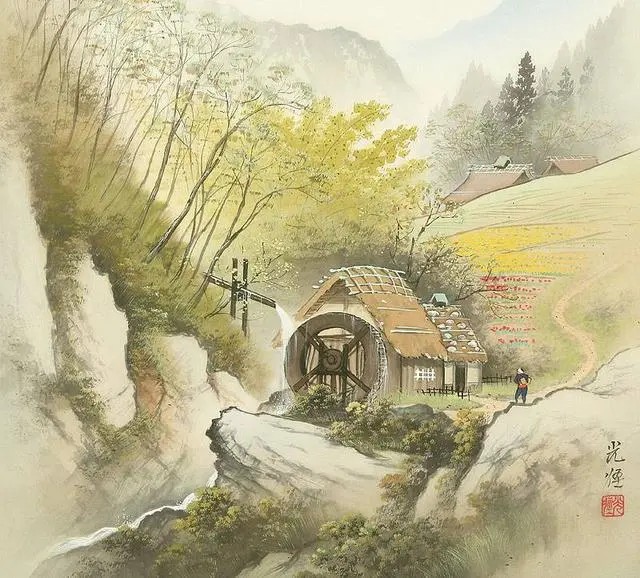 水彩画：日本艺术家小岛光径( Koukei Kojima )山水画作品