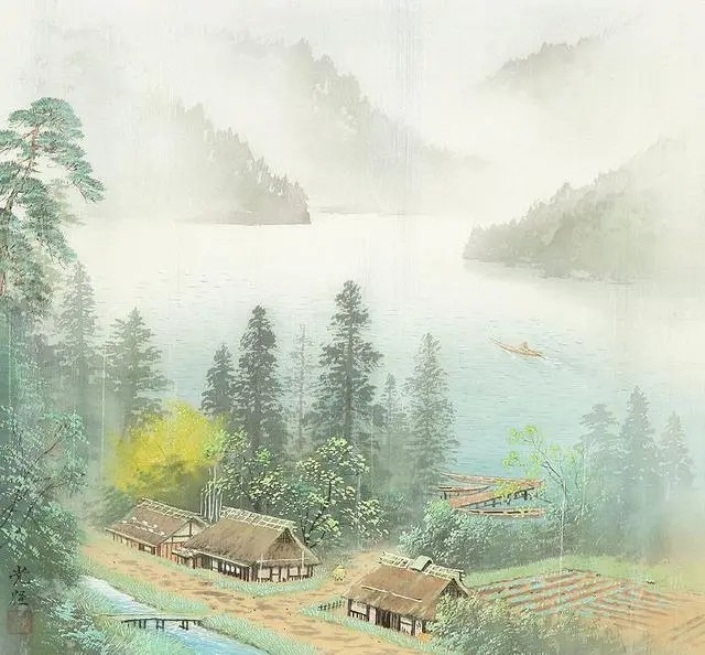 水彩画：日本艺术家小岛光径( Koukei Kojima )山水画作品