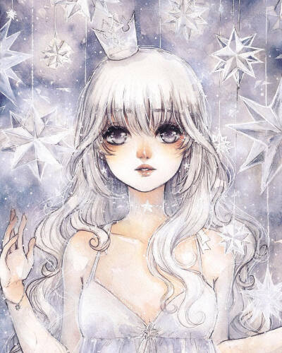  cherririi，是一个非常有才华的日本插画师(ins:cherririi)
温柔的星星少女~✨