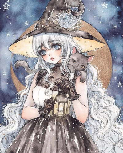  cherririi，是一个非常有才华的日本插画师(ins:cherririi)
温柔的星星少女~✨