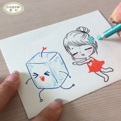 淘气的小孩！彩铅简笔画~来自插画师sorssora