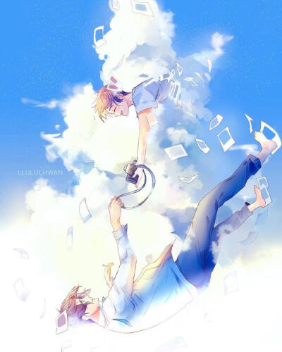 蓝天白云悲伤的淡蓝色唯美背景