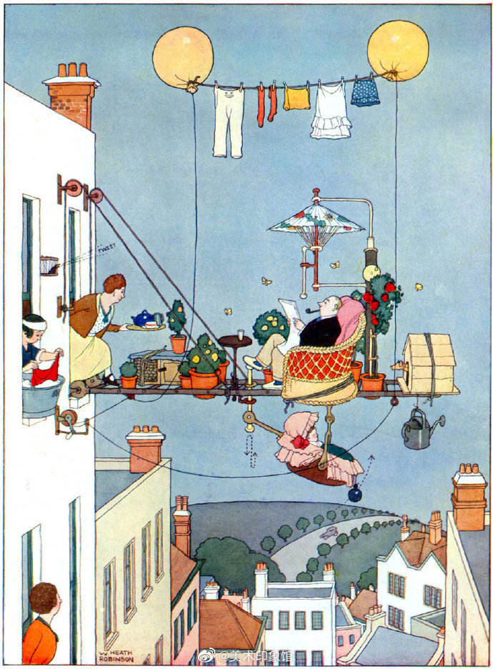 复古插画 英国艺术家 Heath Robinson 插画作品 ​​​