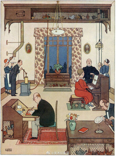 复古插画 英国艺术家 Heath Robinson 插画作品 ​​​