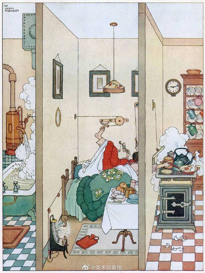 复古插画 英国艺术家 Heath Robinson 插画作品 ​​​