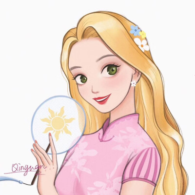 迪士尼公主穿旗袍头像可爱少女