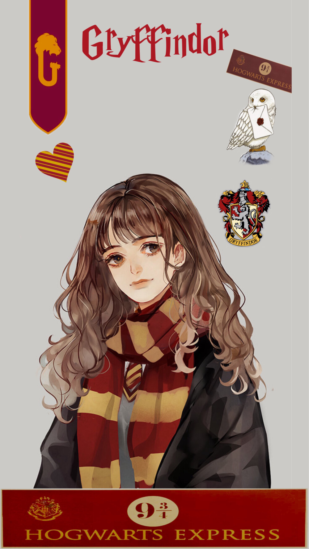 自制哈利波特锁屏壁纸，已经预留时间位置，人物绘图：长乐nina,可收藏保存，禁止转存后以首发上传。请尊重个人劳动