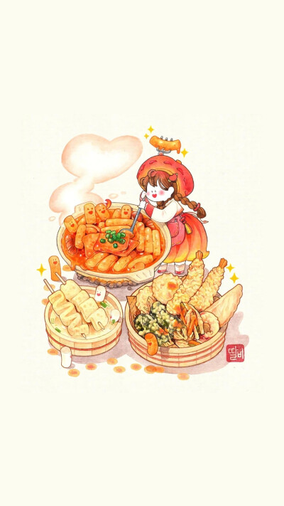 小可爱水彩美食手账插画手机壁纸