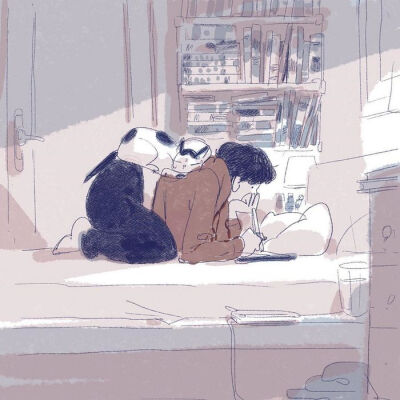 少女与猫 插画 画师tuan nini作品