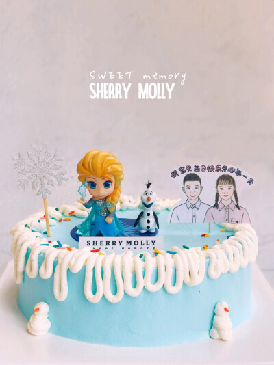 #SHERRY Molly家の下午茶#—『巧克力cake』儿子女儿一起吃生日cake～冰雪公主和雪宝一起陪着庆祝呀