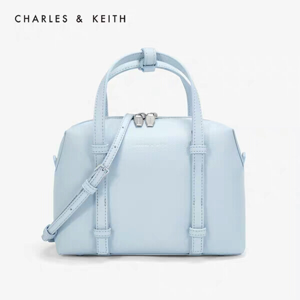 CHARLES＆KEITH 欧美蓝色简约女士波士顿手提包