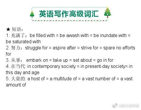 英语写作高级词汇，会让人眼前一亮！