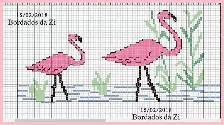 十字绣图纸61火烈鸟