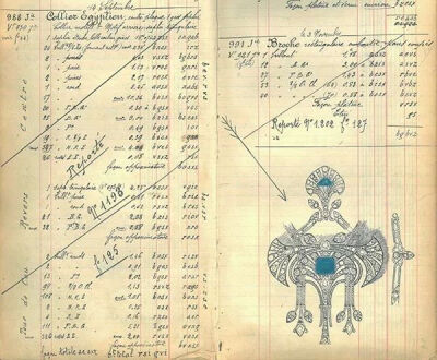 第一次设计出的艺术装饰ART DECO风格珠宝手稿