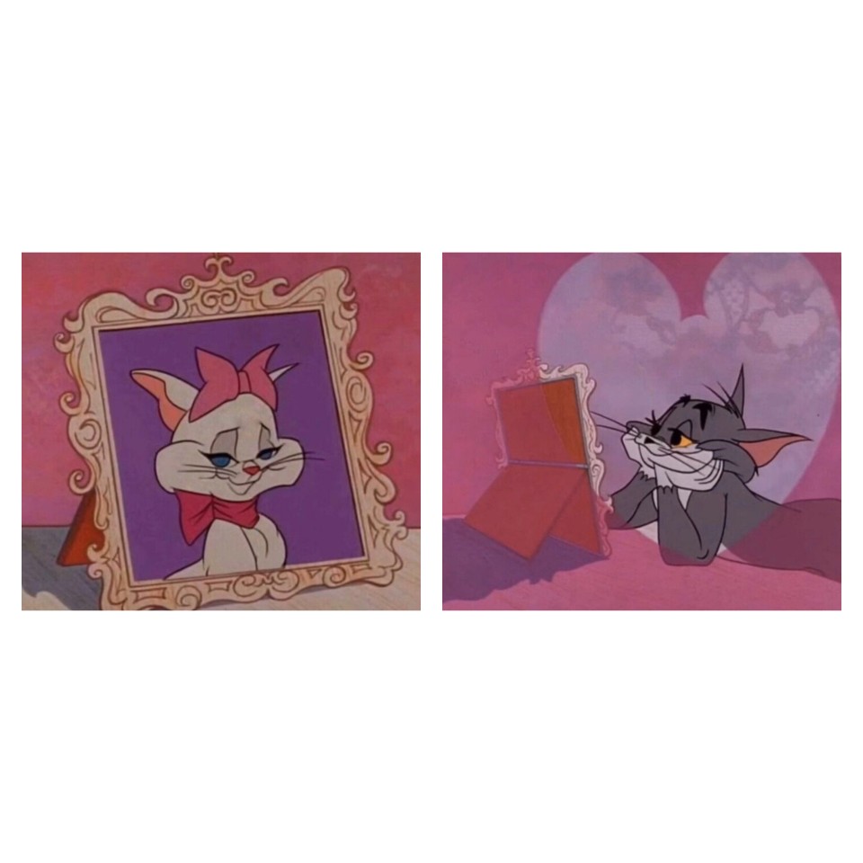 情头猫和老鼠粉色图片