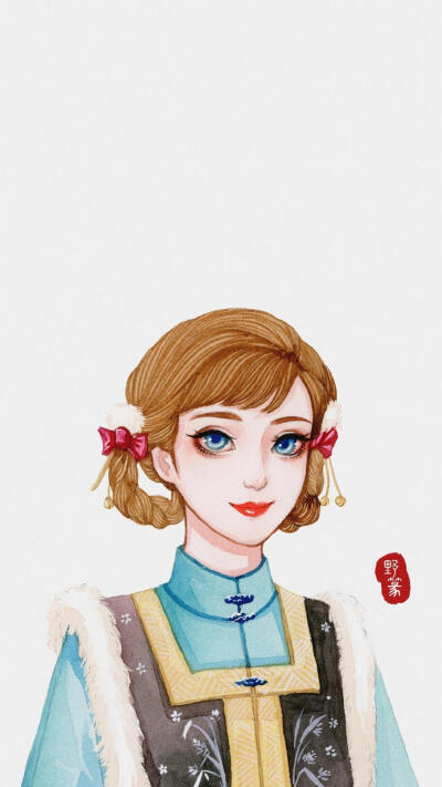 手绘插画少女公主