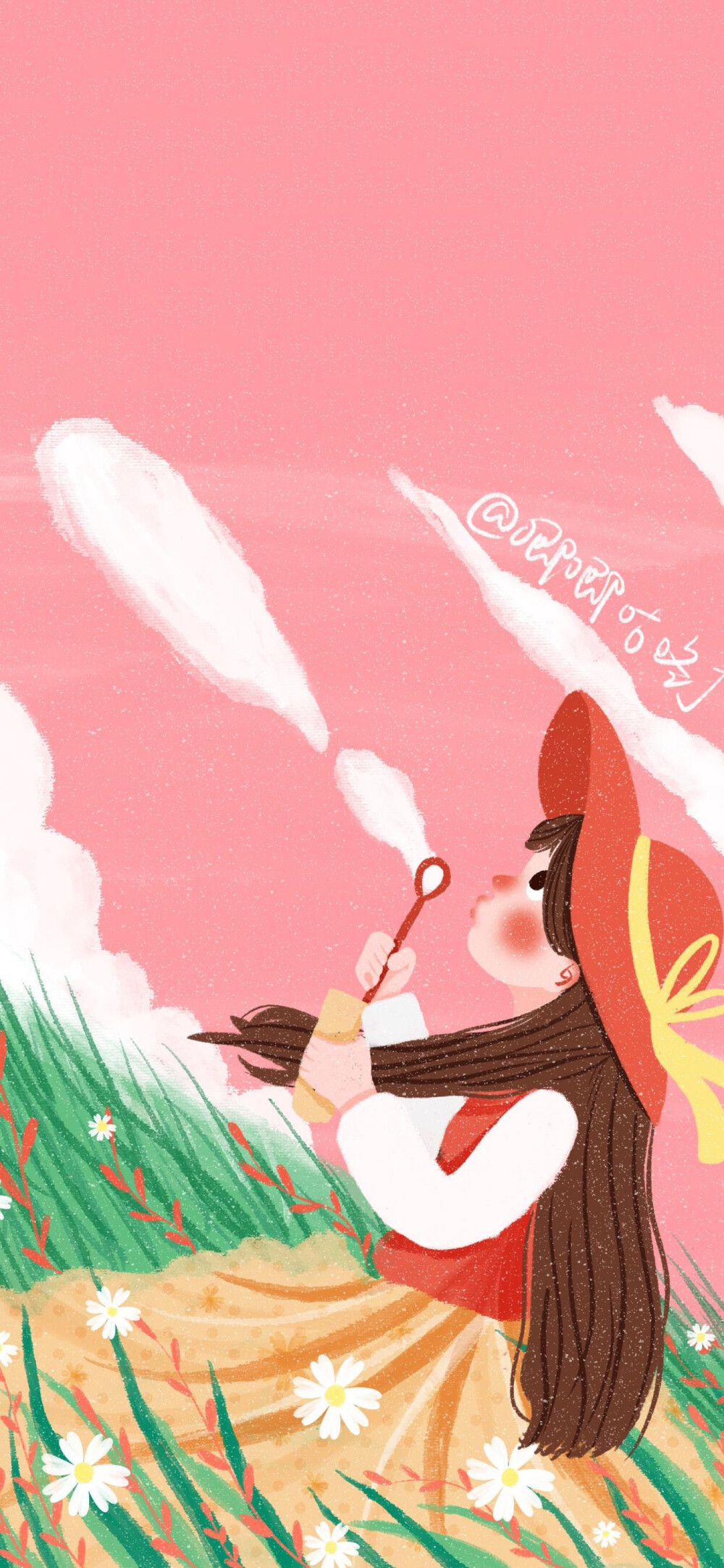 手绘插画春天套图iphone全面屏