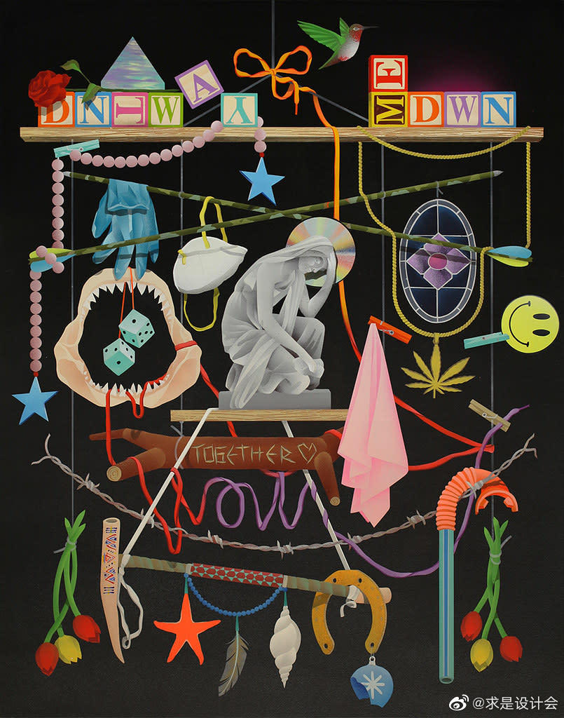 Casey Gray利用喷漆和手工切割的遮蔽技术来创造充满活力的静物构图。#求是爱设计#