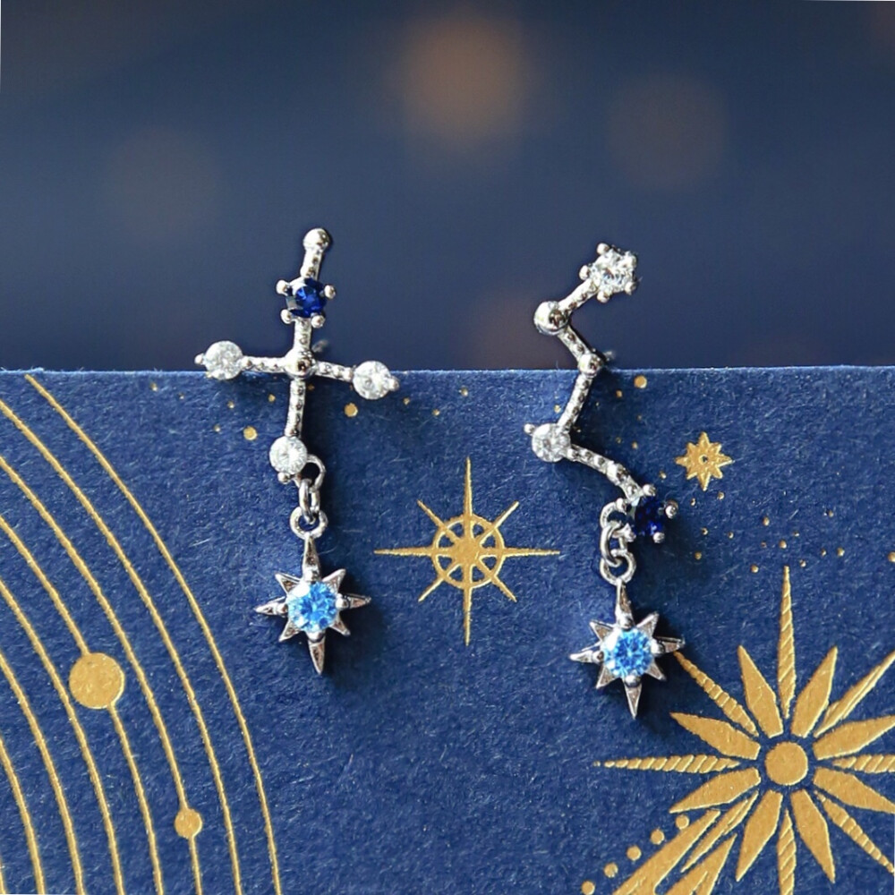 南十字星小耳垂适合的耳钉纯银日系小众时尚设计感精致法式首饰