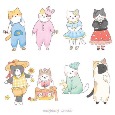 萌猫咪们 插画 素材 By_nangnang studio