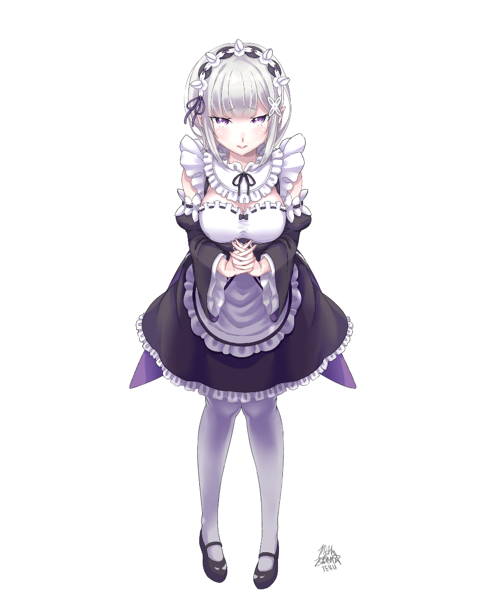 【来源pixiv，侵删】E.M.T Emilia-tan Maid Tenshi!
画师：AteruMorkov
艾米莉娅（亦译：爱蜜莉雅），是日本轻小说《Re：从零开始的异世界生活》及其衍生作品中的女主角，银发紫瞳的半精灵少女，性格十分的老好人，本人却不肯坦率地承认这点，有时则会些许的天然呆。 EMT！
动漫/二次元/原创/同人画/人物插画/手绘/女生头像/壁纸/锁屏/背景/美少女/银发/银长直/紫瞳/白丝