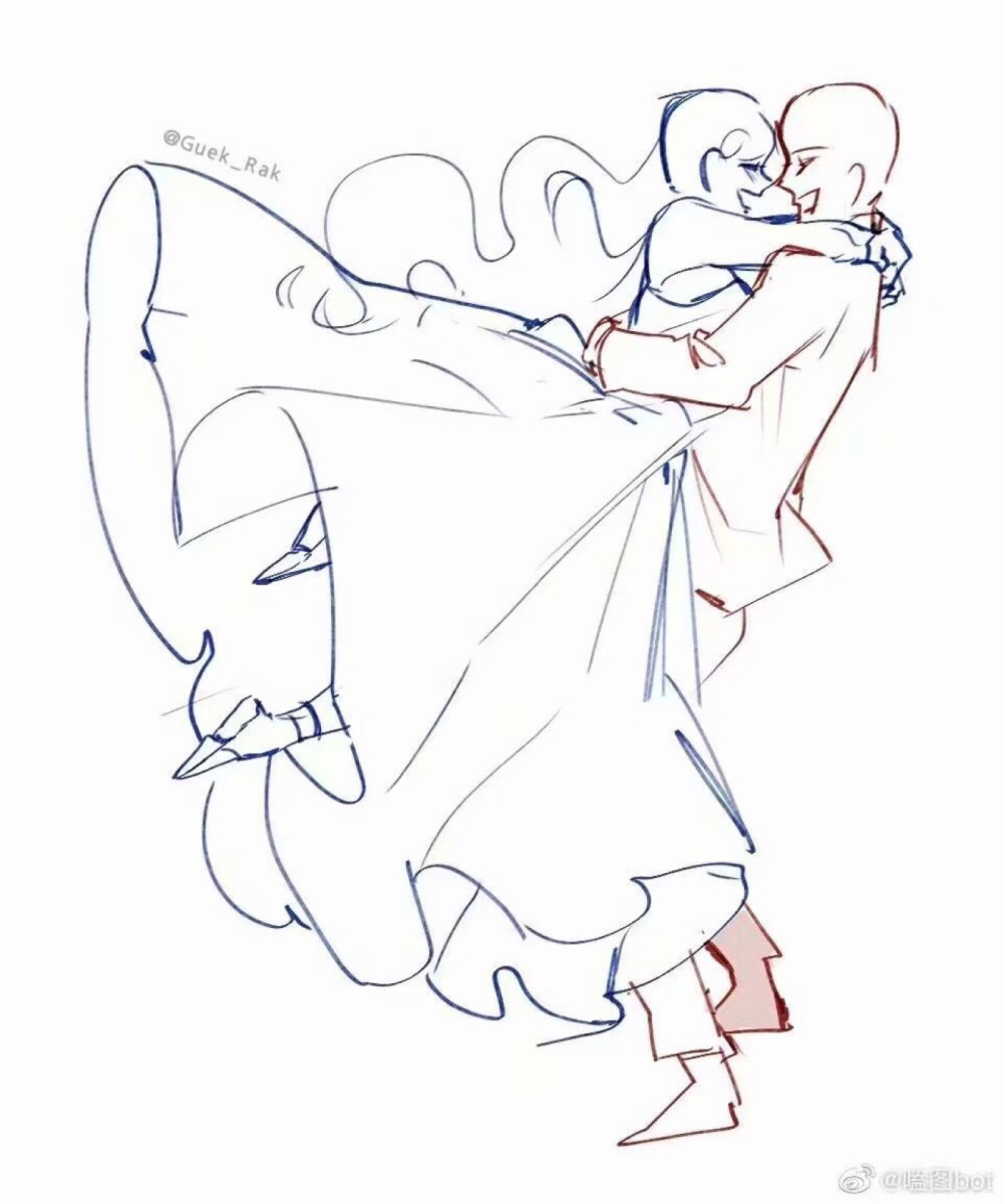 双人绘画素材线稿～
图源水印！