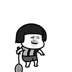 蘑菇头打羽毛球gif