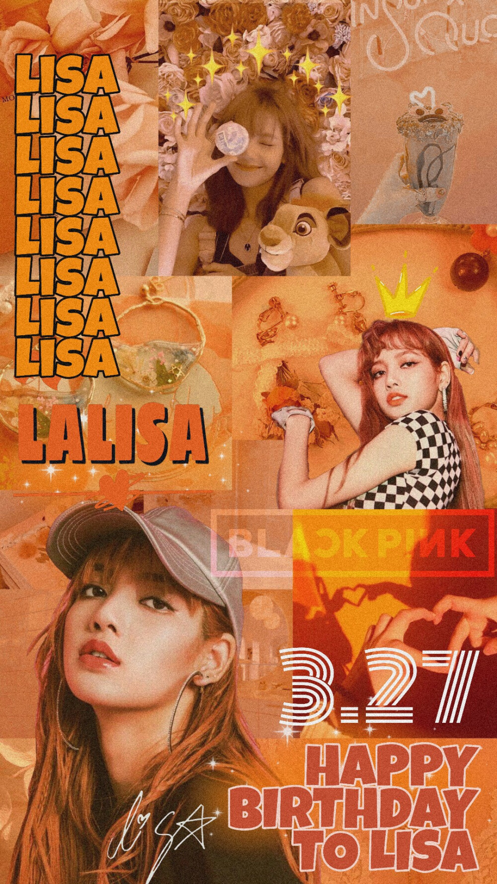 lisa壁纸 3.27
Happy Birthday To Lalisa?。?！
(?＞?＜)☆
blackpink橘色壁纸 3.27
粉墨金智秀，金珍妮&金智妮kim jennie，朴彩英，Lisa
头像/女头/壁纸/锁屏壁纸/爱豆壁纸/无水印壁纸/手机壁纸/橘色壁纸orange/橙色壁纸/blackpink头像/金智妮&金珍妮jennie/金智秀jisoo/朴彩英rose/lisa/拼贴壁纸
?鹿答月见