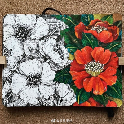 线描花