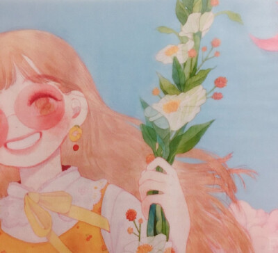 自于韩国的插画师폼이（ ins：fommy__y ）的彩铅插画作品。作品配色明快丰富的彩铅女孩，线条简单却充满萌感。