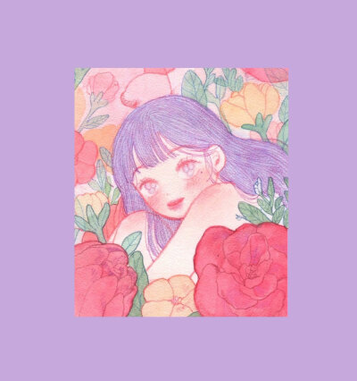 自于韩国的插画师폼이（ ins：fommy__y ）的彩铅插画作品。作品配色明快丰富的彩铅女孩，线条简单却充满萌感。