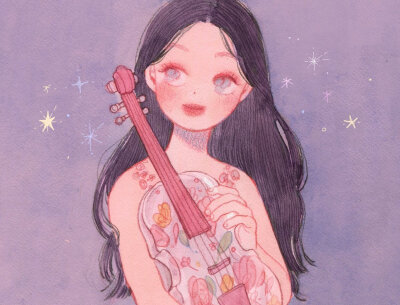 自于韩国的插画师폼이（ ins：fommy__y ）的彩铅插画作品。作品配色明快丰富的彩铅女孩，线条简单却充满萌感。